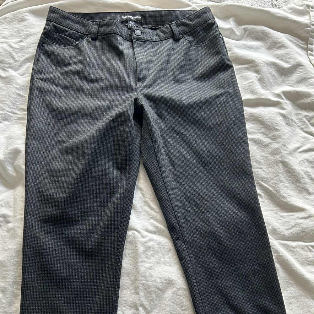 Karl Lagerfeld Paris Charcoal Micro-Check Straight-Leg Pants – US 12